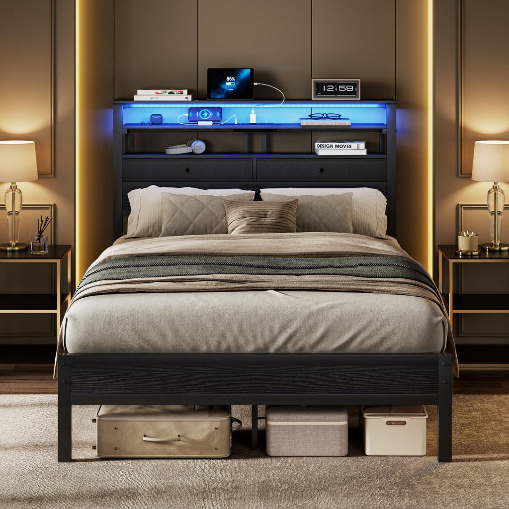 Full Bed Frame with Storage L270