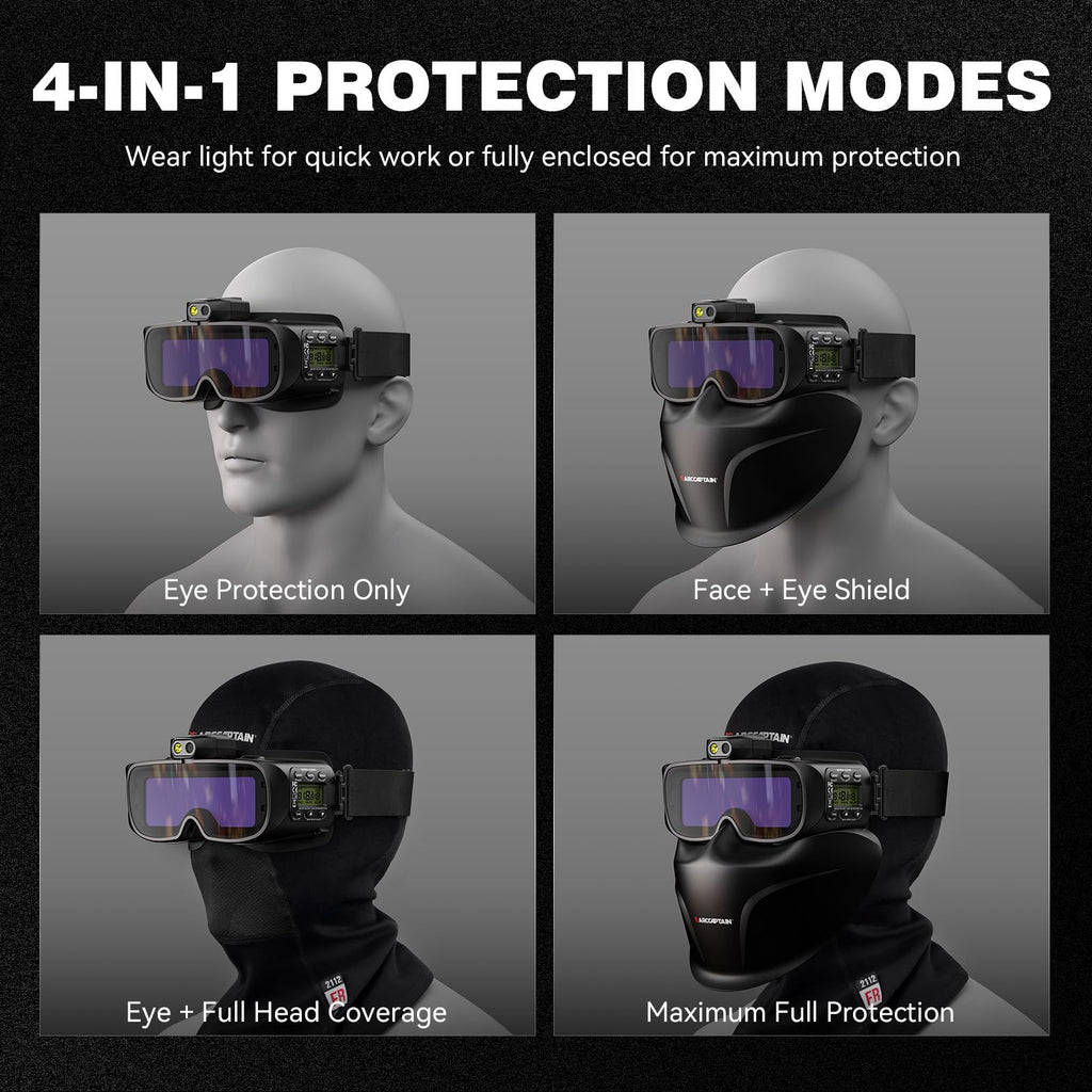 Auto-Darkening Welding Goggles Kit with LED Light U6629