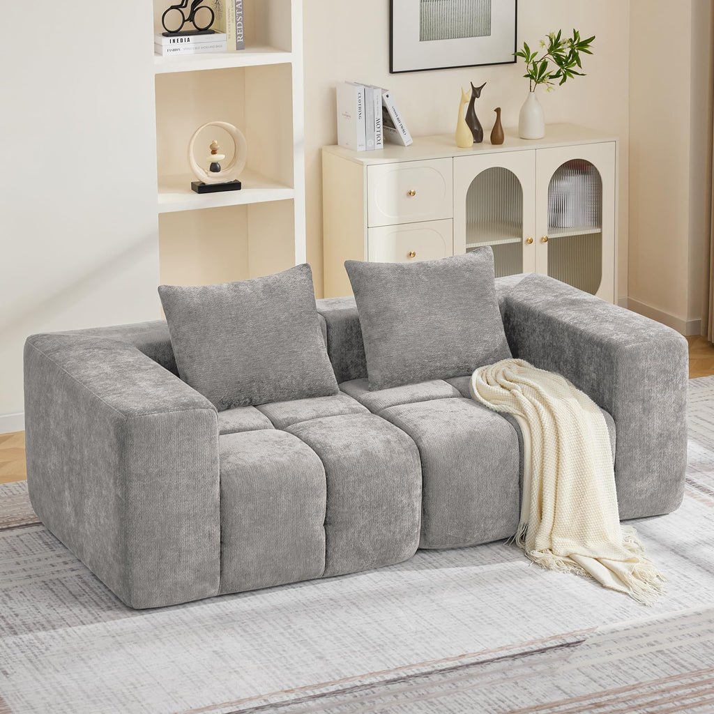 Light Grey Oversized Tufted Memory Foam Loveseat I93813