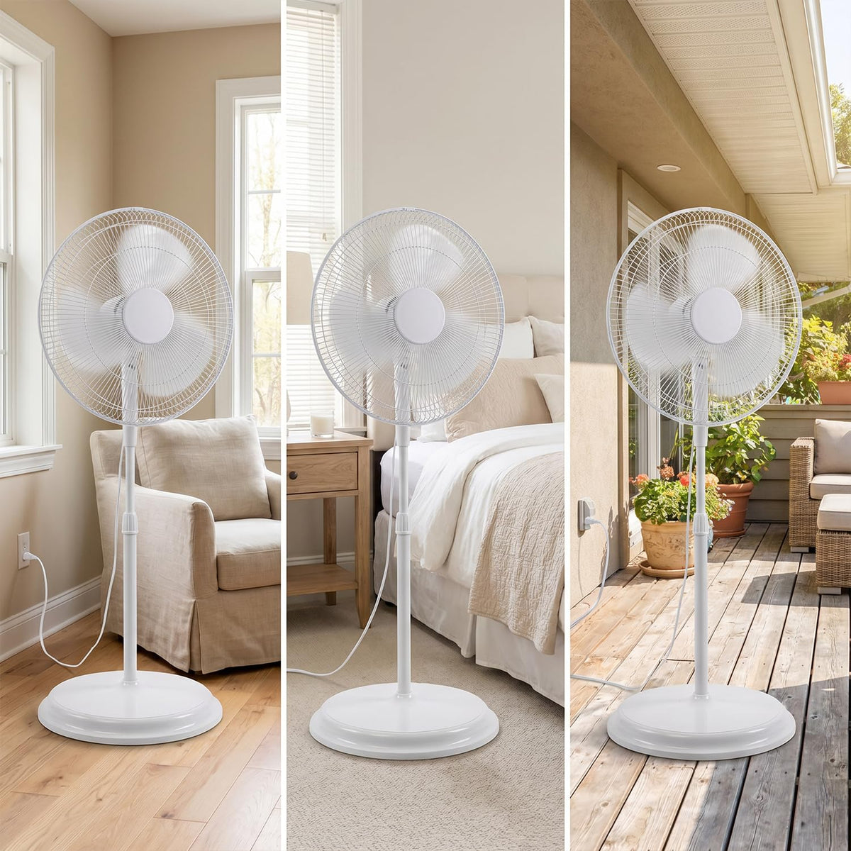 16" Oscillating Standing Pedestal Fan with Adjustable Height K86410
