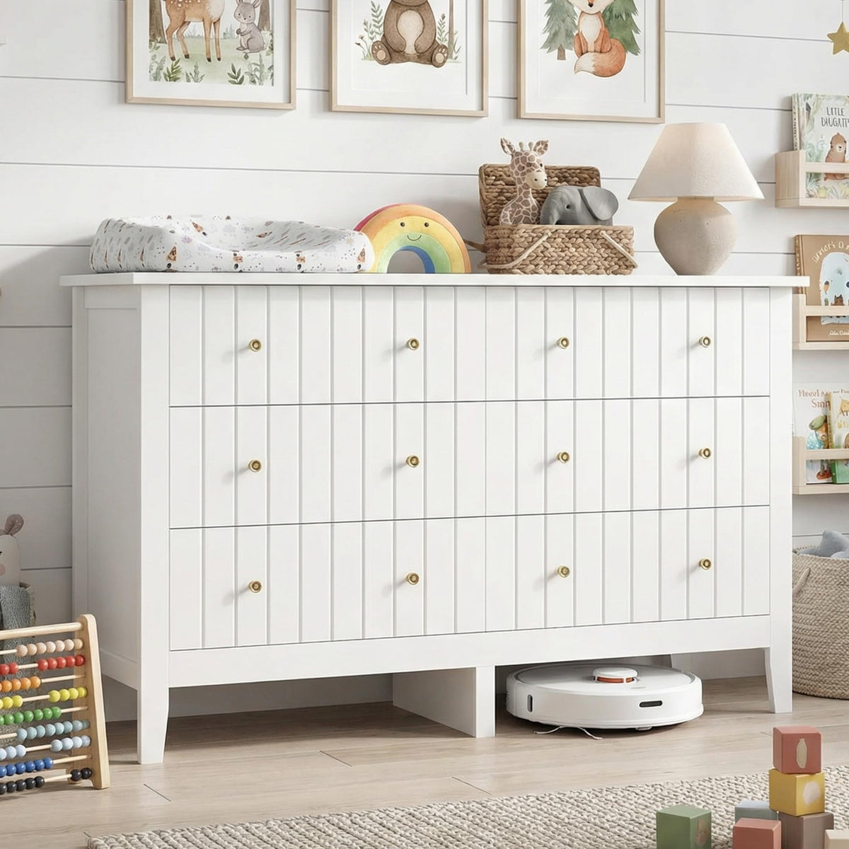 White 6 Drawer Dresser V349