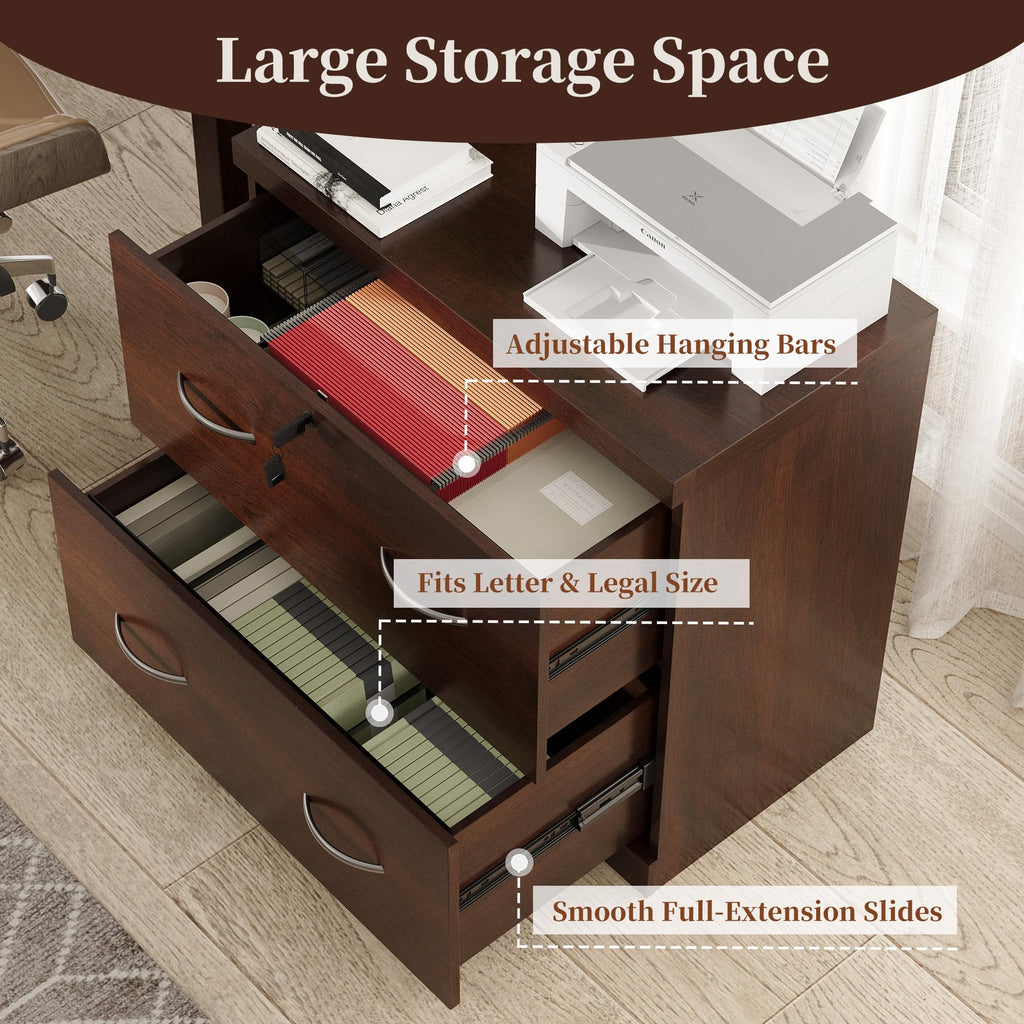 2 Drawer Wood File Cabinet with Lock X802