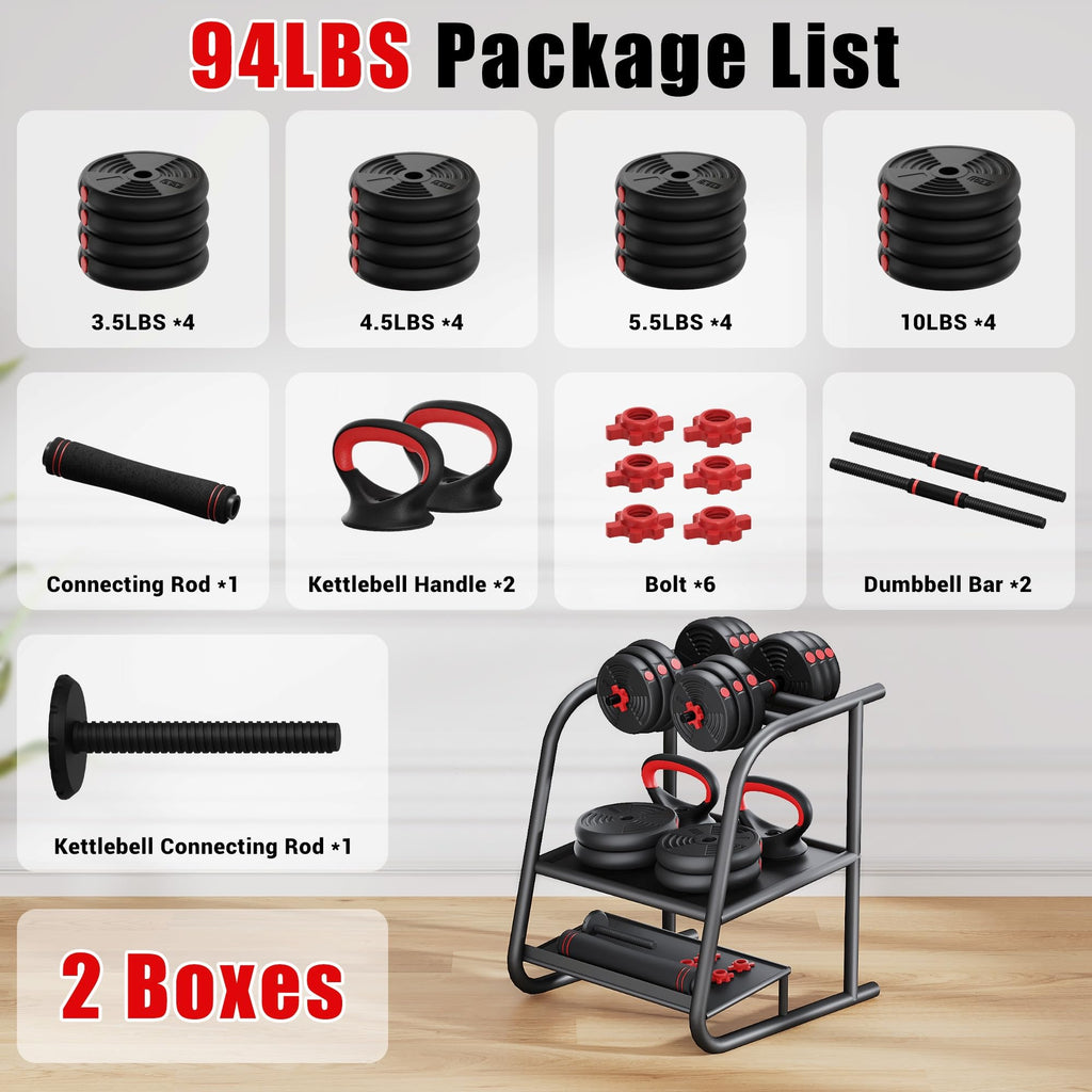 Adjustable Dumbbells Free Weight Set 4 in 1 U472