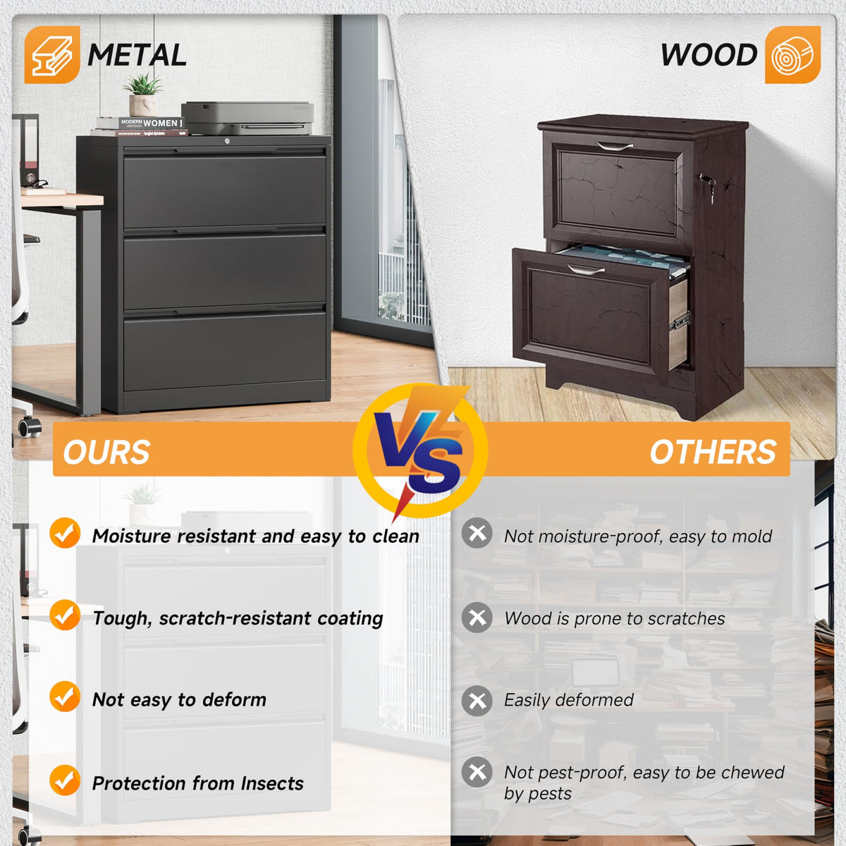 3 Drawer Metal File Cabinet with Lock T3092
