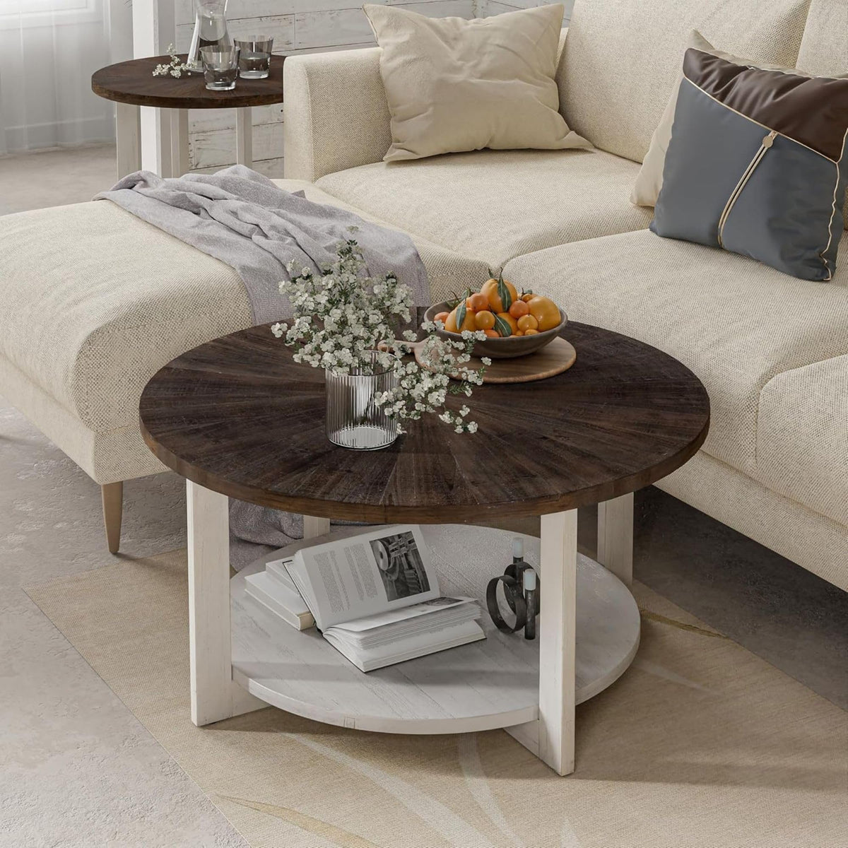 Round Farmhouse Coffee Table H7575
