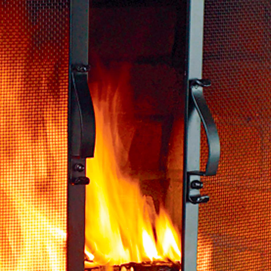 Black Metal Fireplace Screen with Hinged Doors S8438