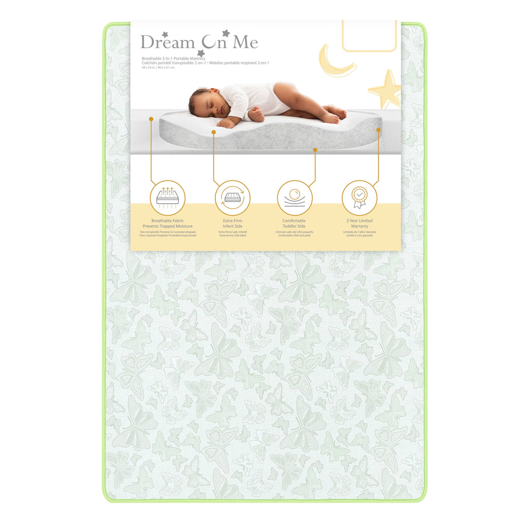 2-in-1 Breathable Dual-Sided Portable Mini Crib Mattress Y878