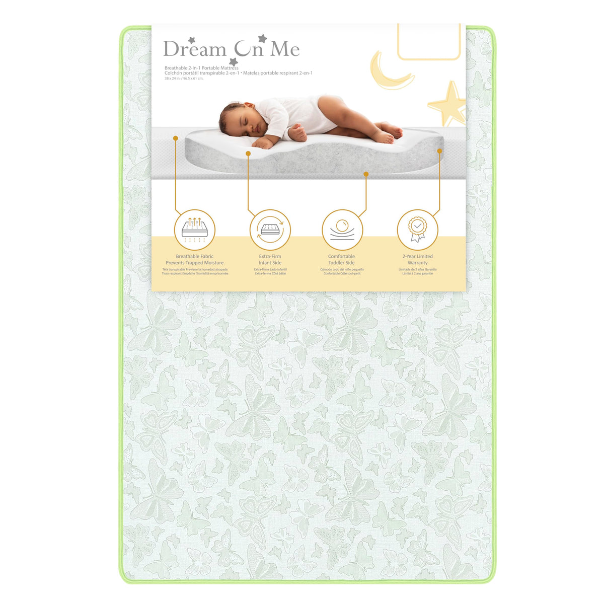 2-in-1 Breathable Dual-Sided Portable Mini Crib Mattress Y878