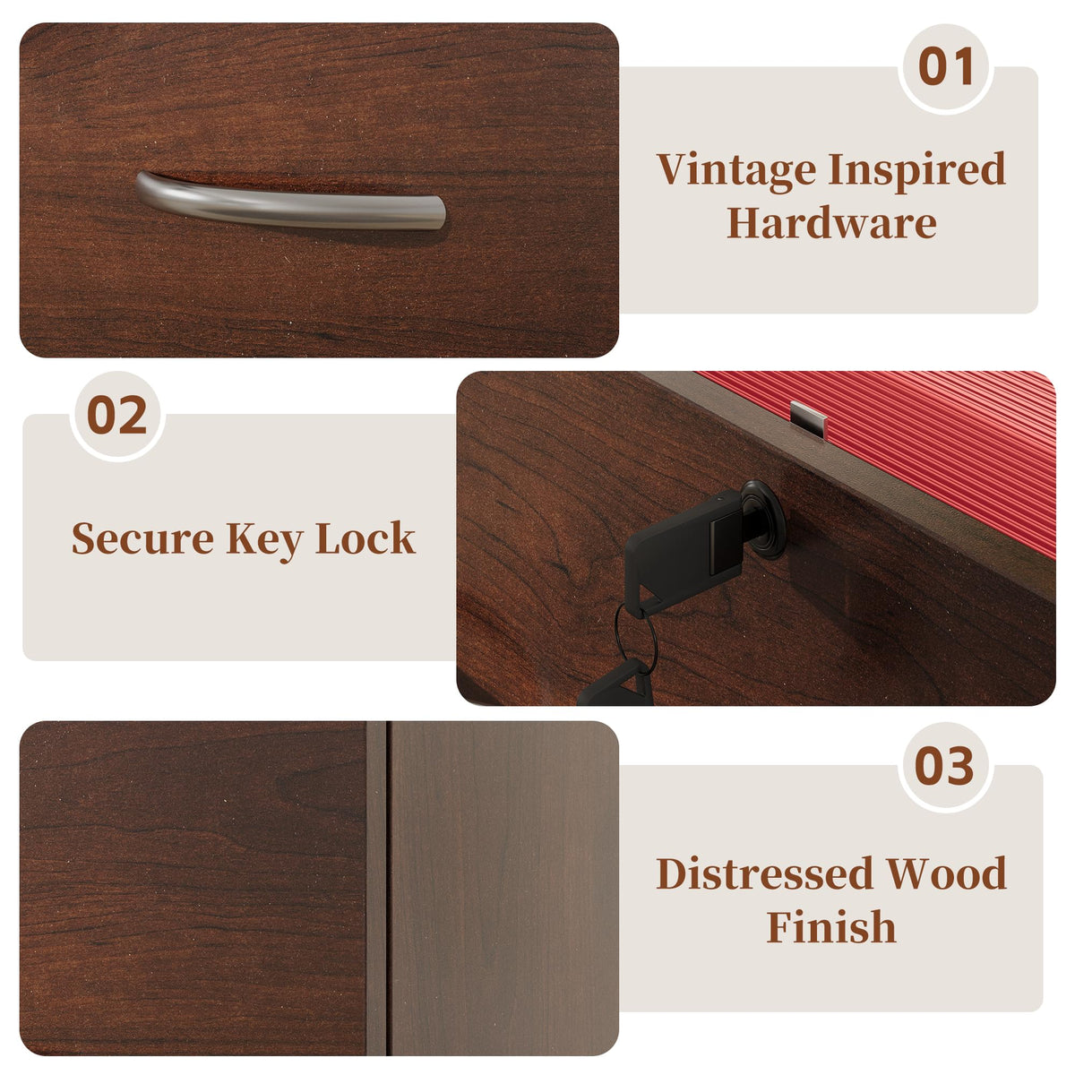 2 Drawer Wood File Cabinet with Lock X802