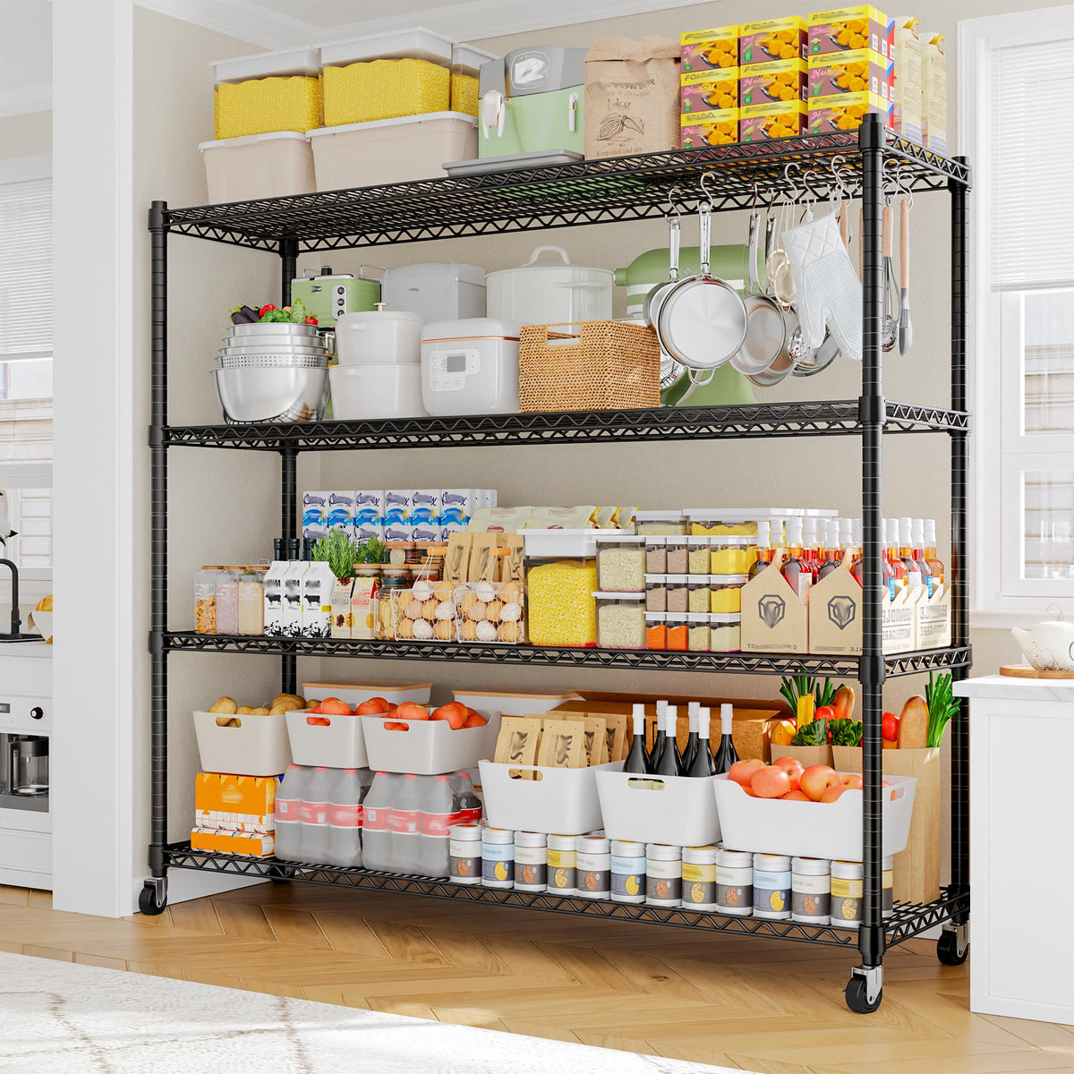 4-Tier Heavy Duty Shelving with Wheels B1814