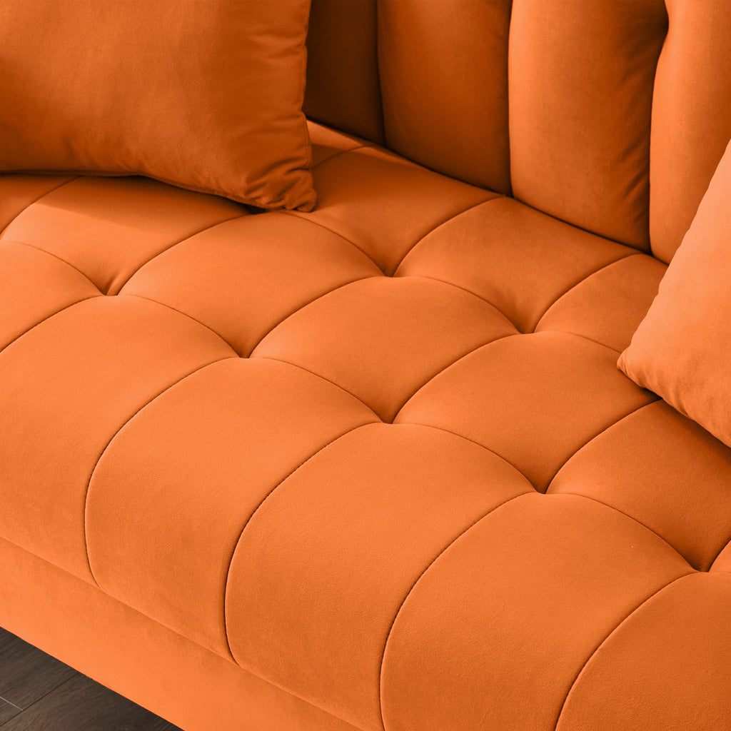 Orange Velvet Tufted Loveseat Sofa H468438