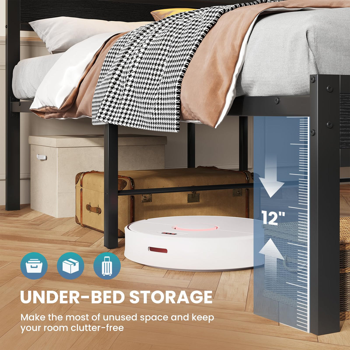 Full Bed Frame with Storage L270