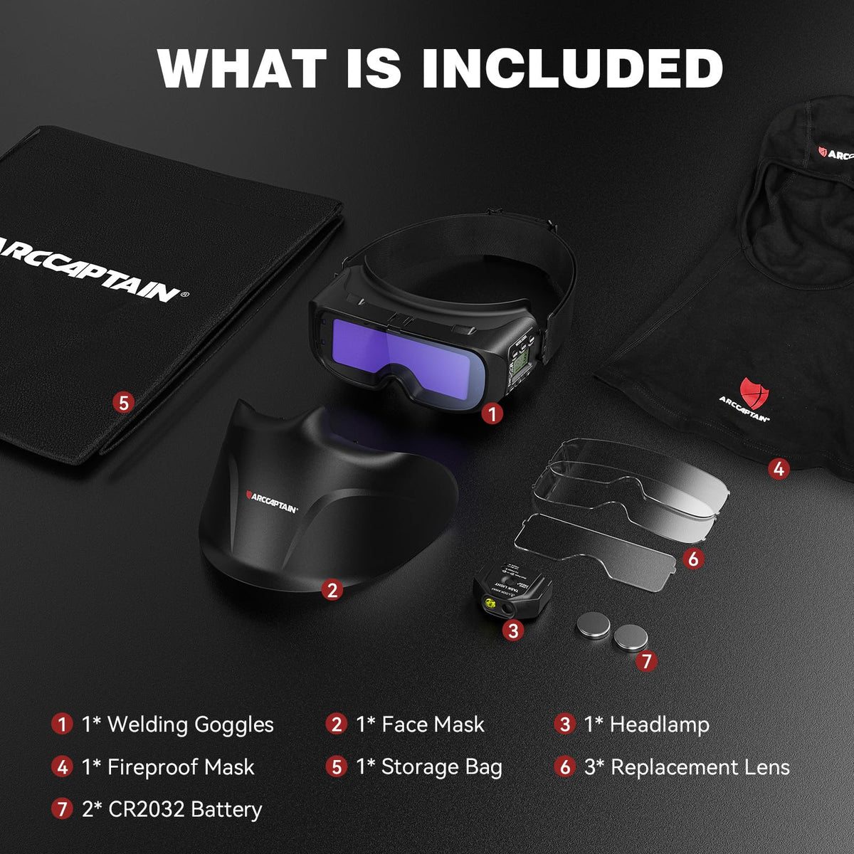 Auto-Darkening Welding Goggles Kit with LED Light U6629