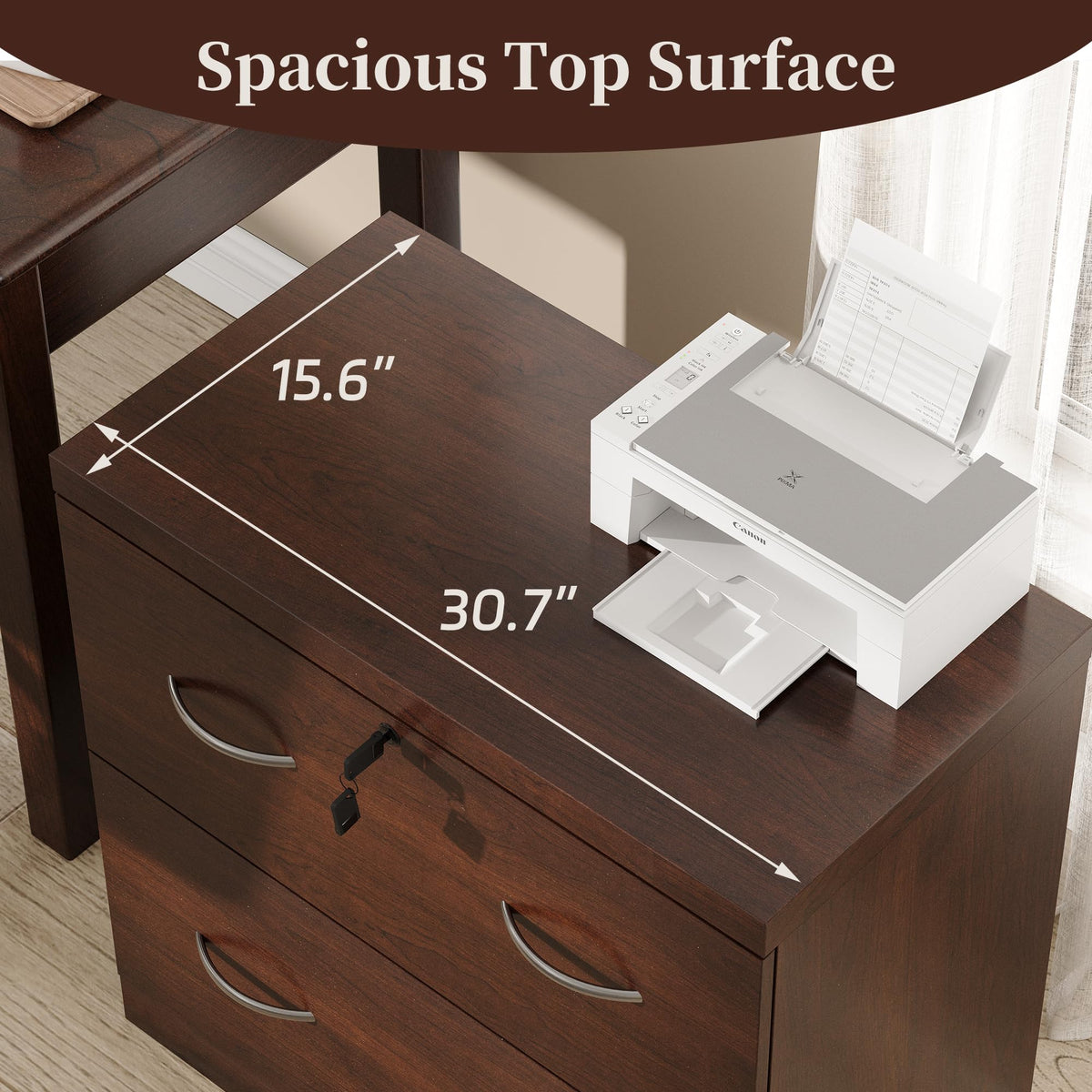 2 Drawer Wood File Cabinet with Lock X802