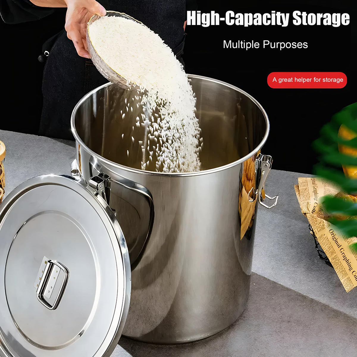 5.5Gal 304 Stainless Steel Airtight Canister Y603604