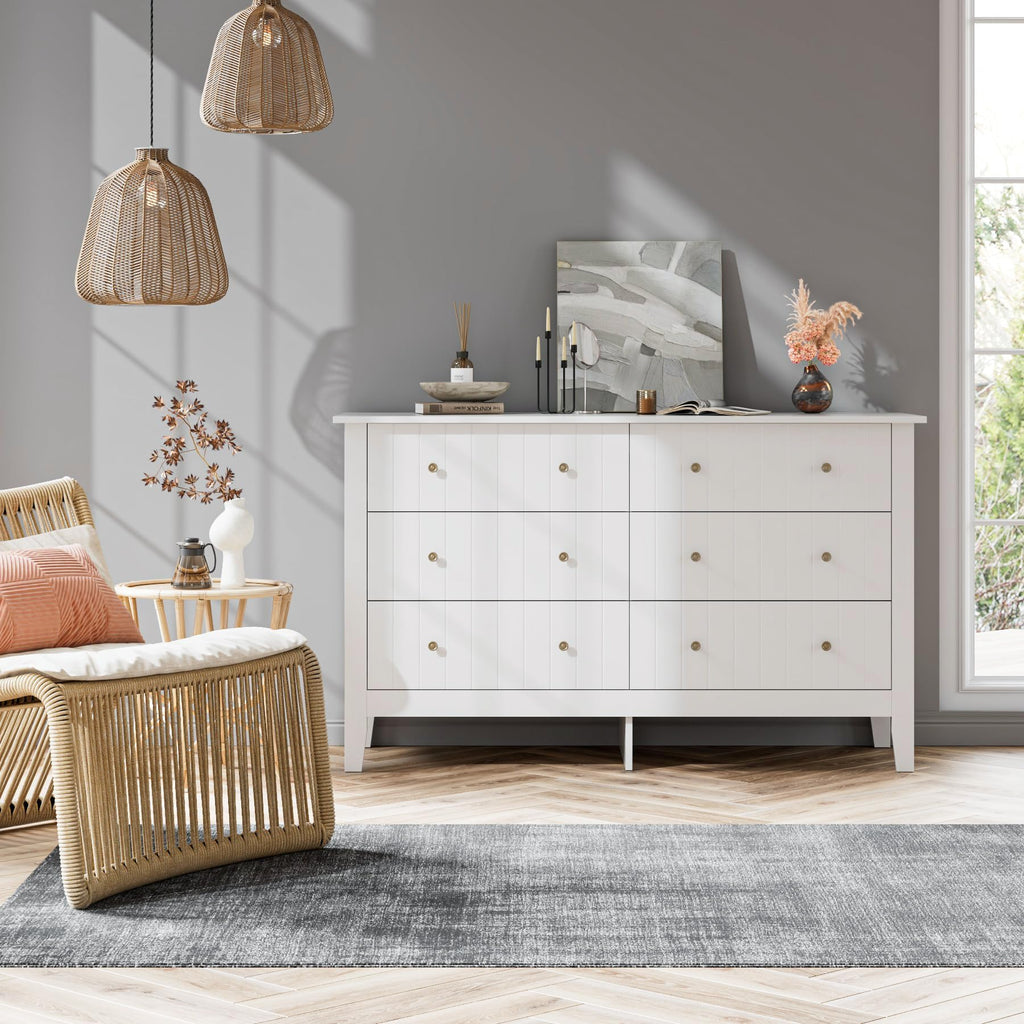 White 6 Drawer Dresser V349