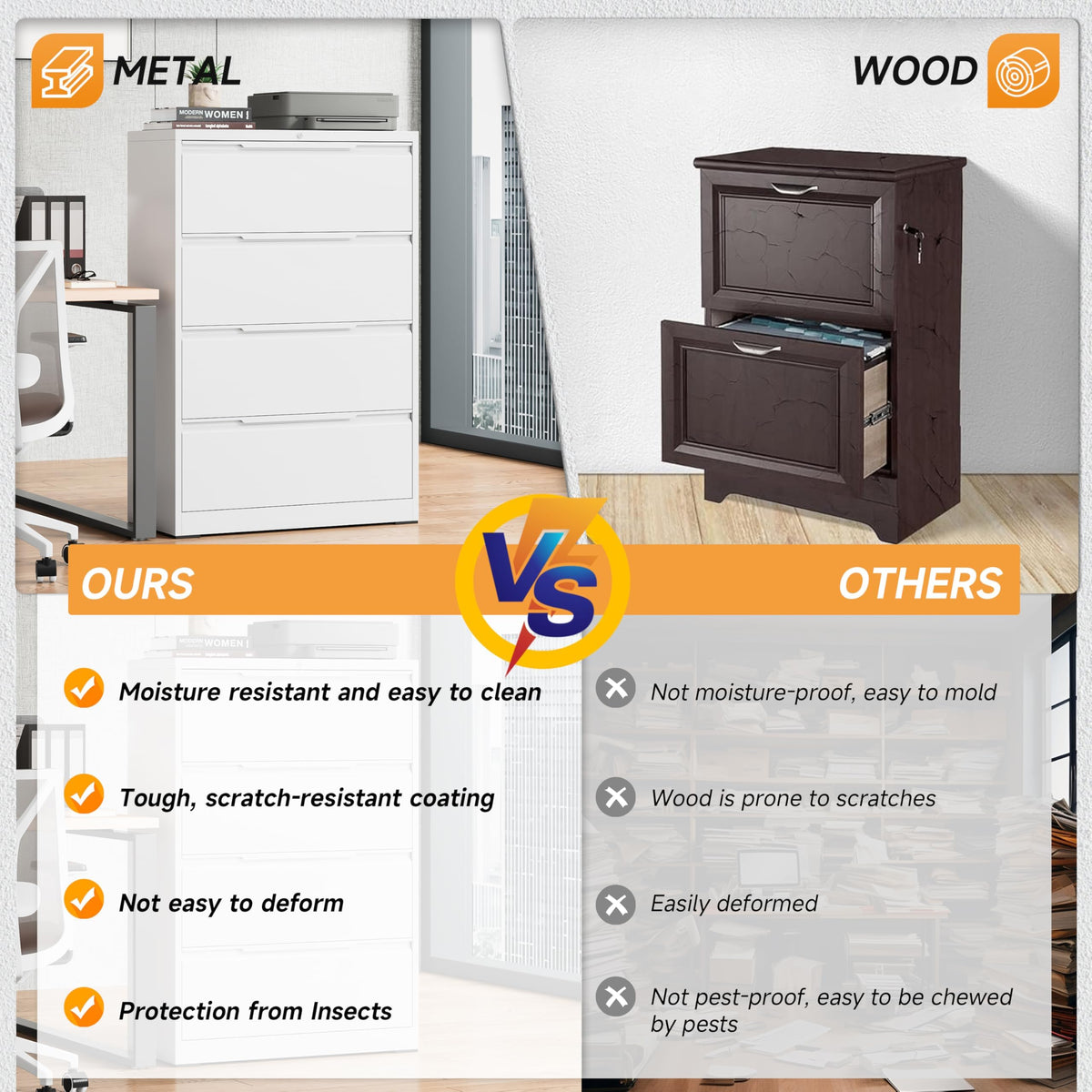3 Drawer Metal File Cabinet with Lock T3092
