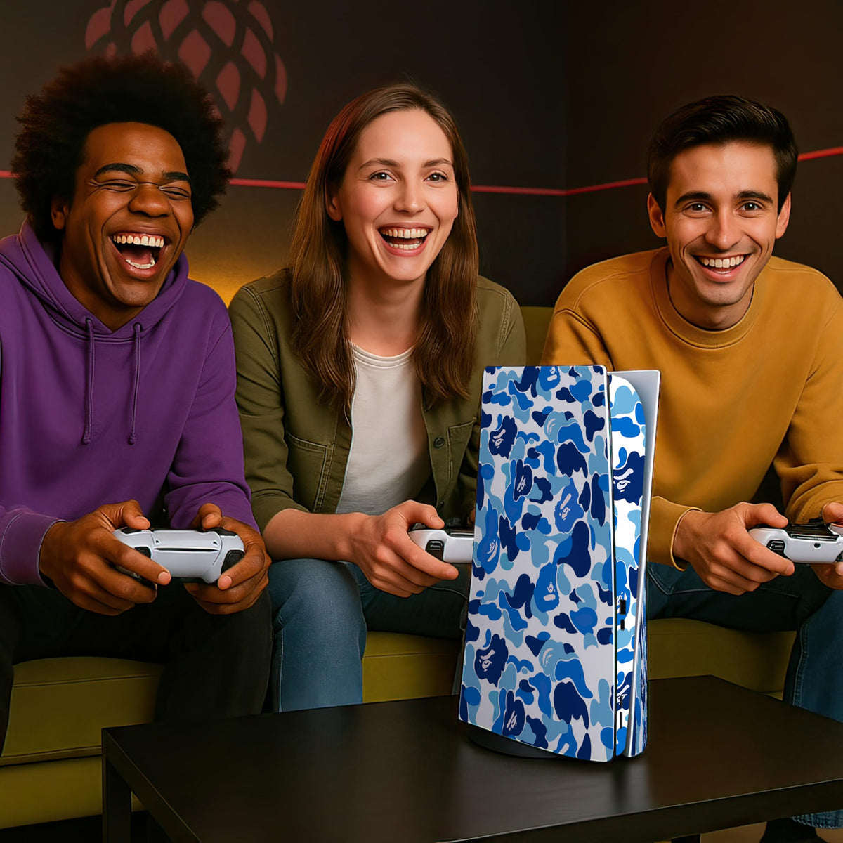 Blue Camo Game Console 5 Skin with 2 Controller Skins R745