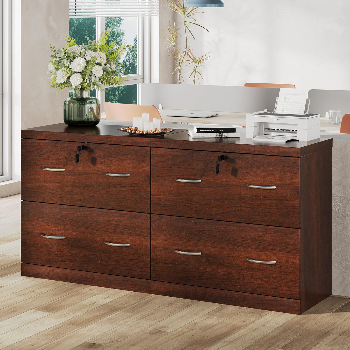 2 Drawer Wood File Cabinet with Lock X802