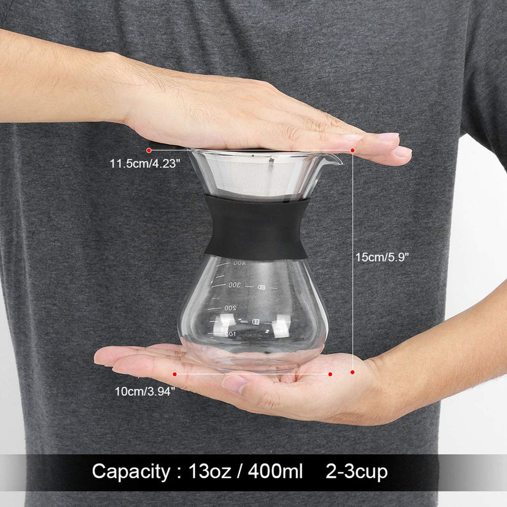 Pour Over Coffee Maker, Paperless Glass Dripper 400ML F92846