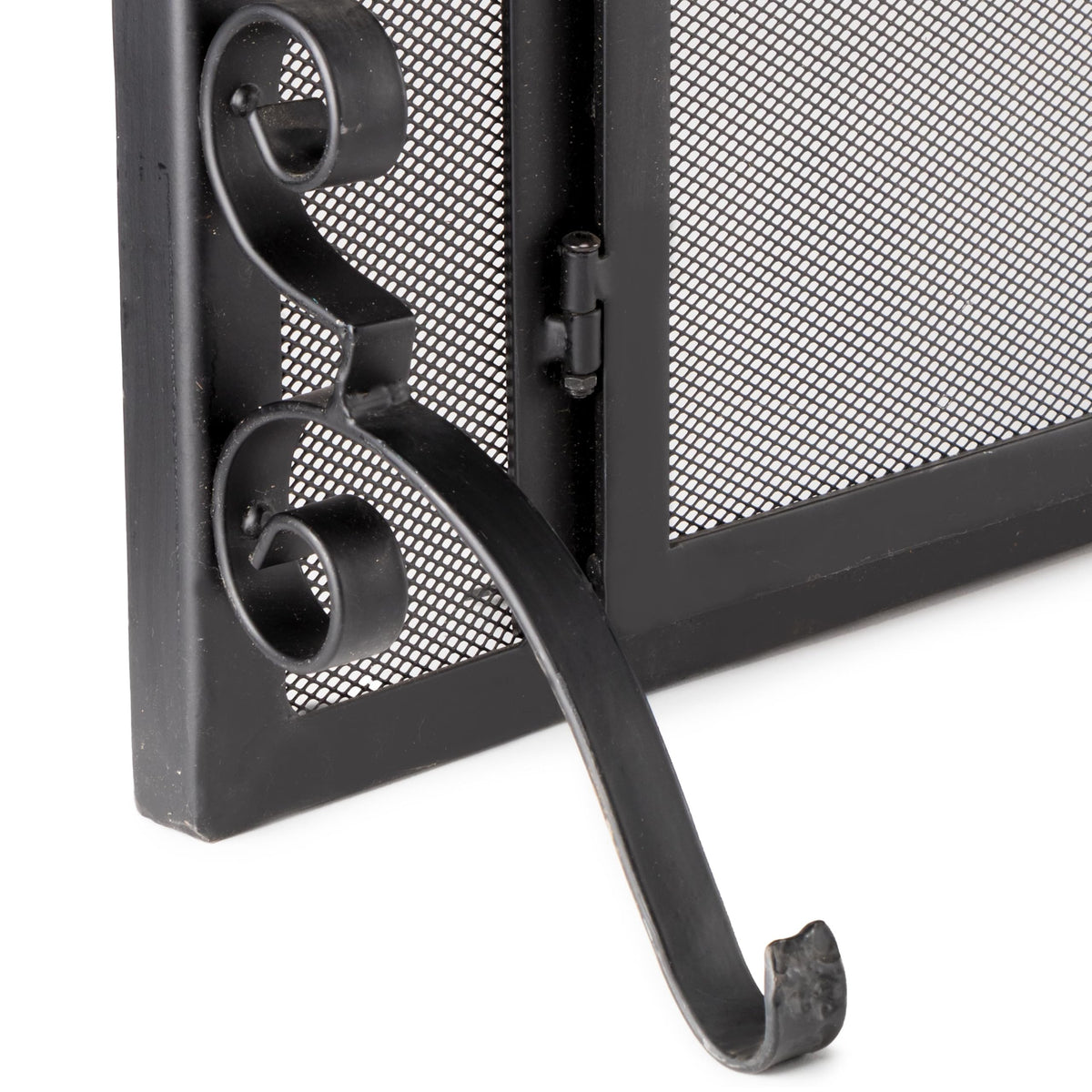 Black Metal Fireplace Screen with Hinged Doors S8438