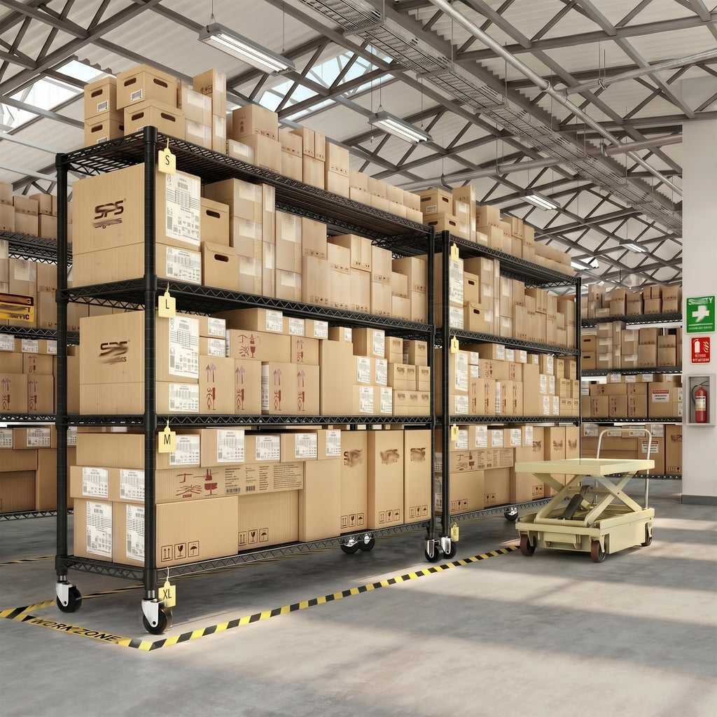 4-Tier Heavy Duty Shelving with Wheels B1814