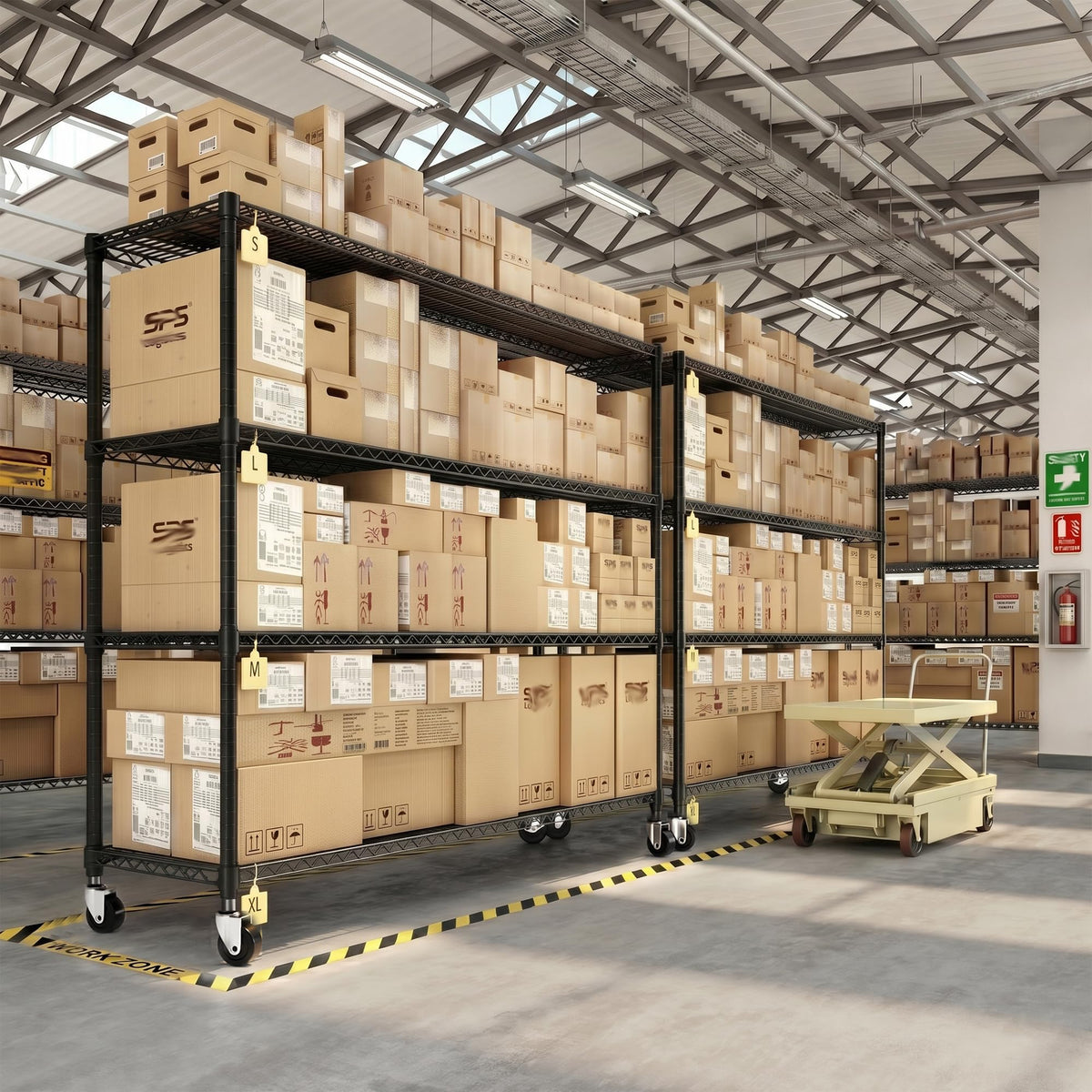 4-Tier Heavy Duty Shelving with Wheels B1814