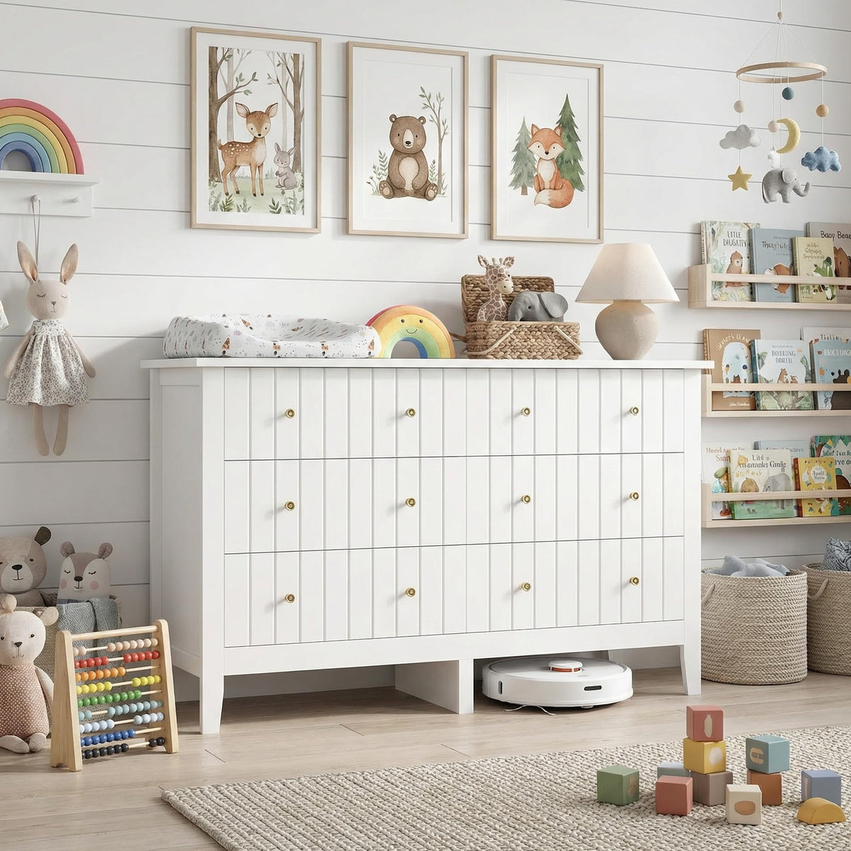 White 6 Drawer Dresser V349