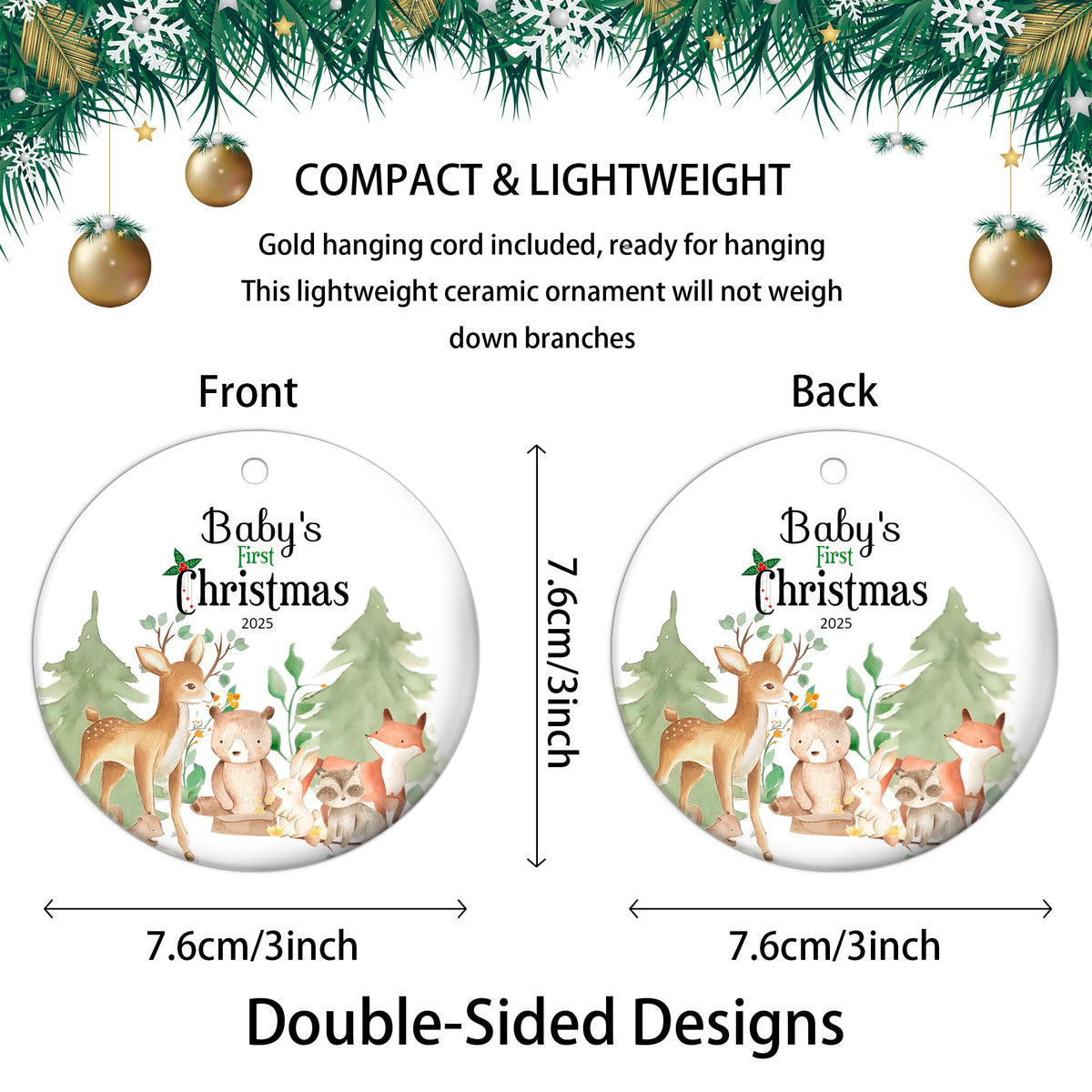 Baby's First Christmas Ornament 2025 Ceramic Decoration W5017