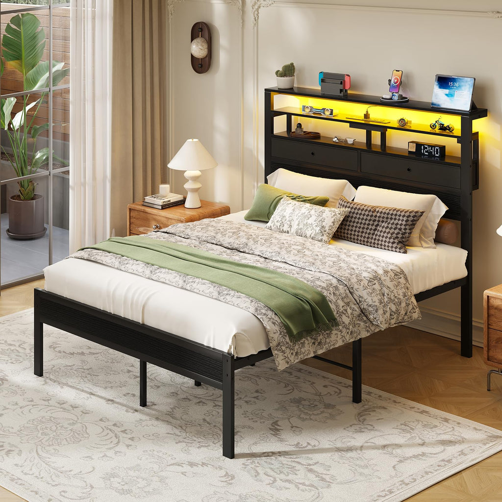 Full Bed Frame with Storage L270