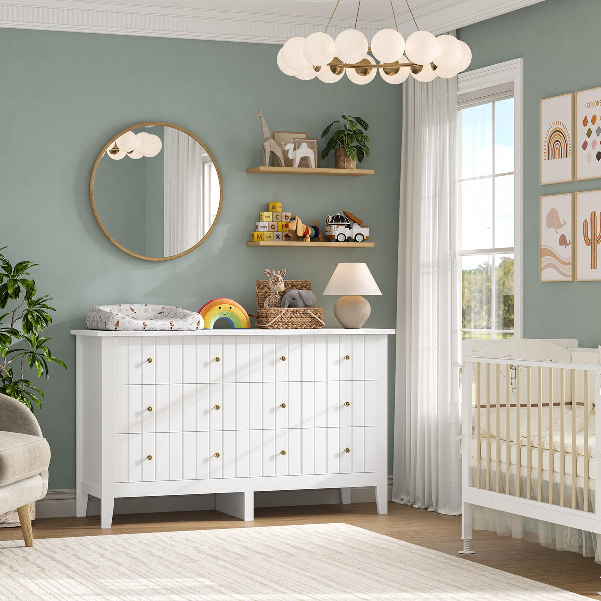 White 6 Drawer Dresser V349