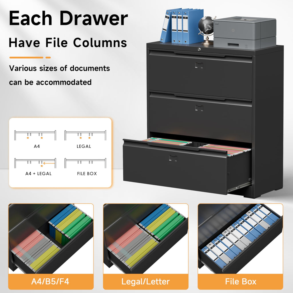 3 Drawer Metal File Cabinet with Lock T3092