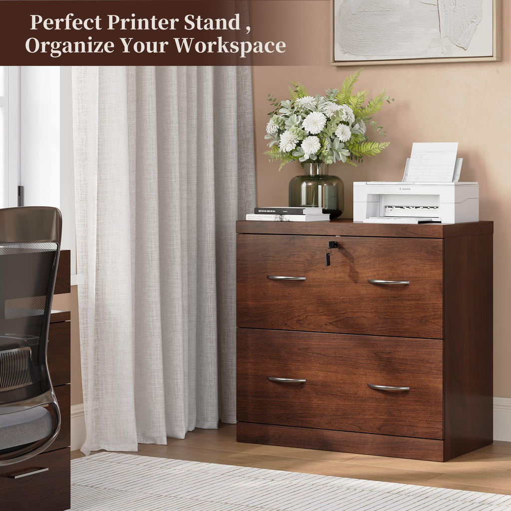 2 Drawer Wood File Cabinet with Lock X802