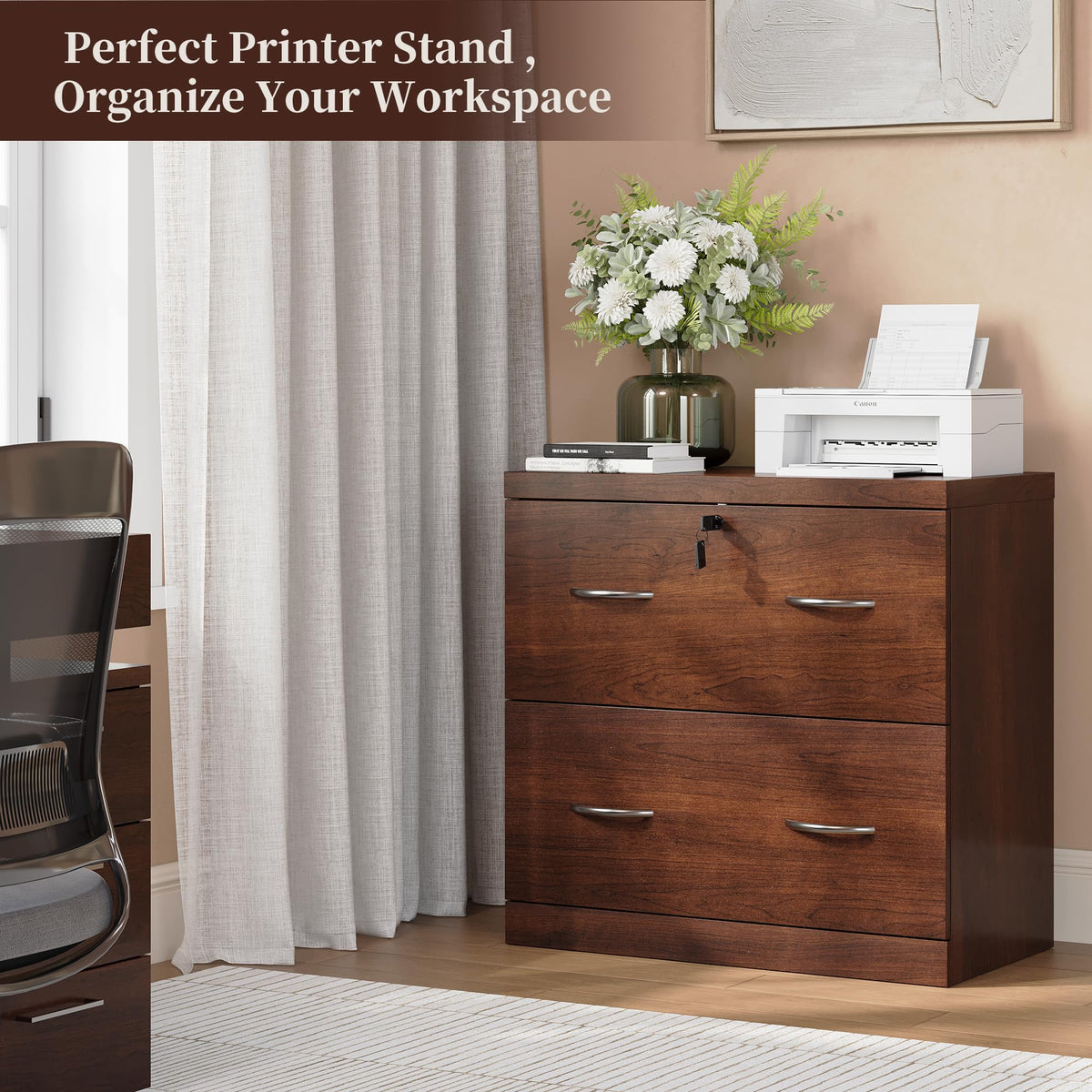 2 Drawer Wood File Cabinet with Lock X802