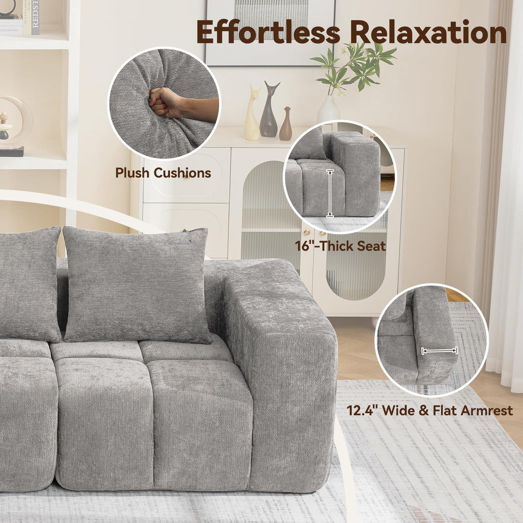 Light Grey Oversized Tufted Memory Foam Loveseat I93813