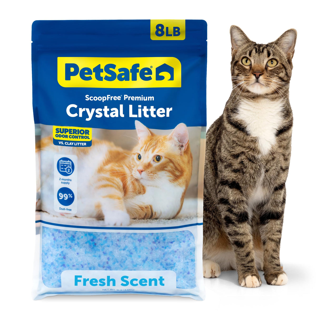 Odor Control Crystal Cat Litter, Fresh Scent, 8 Lb Bag F126