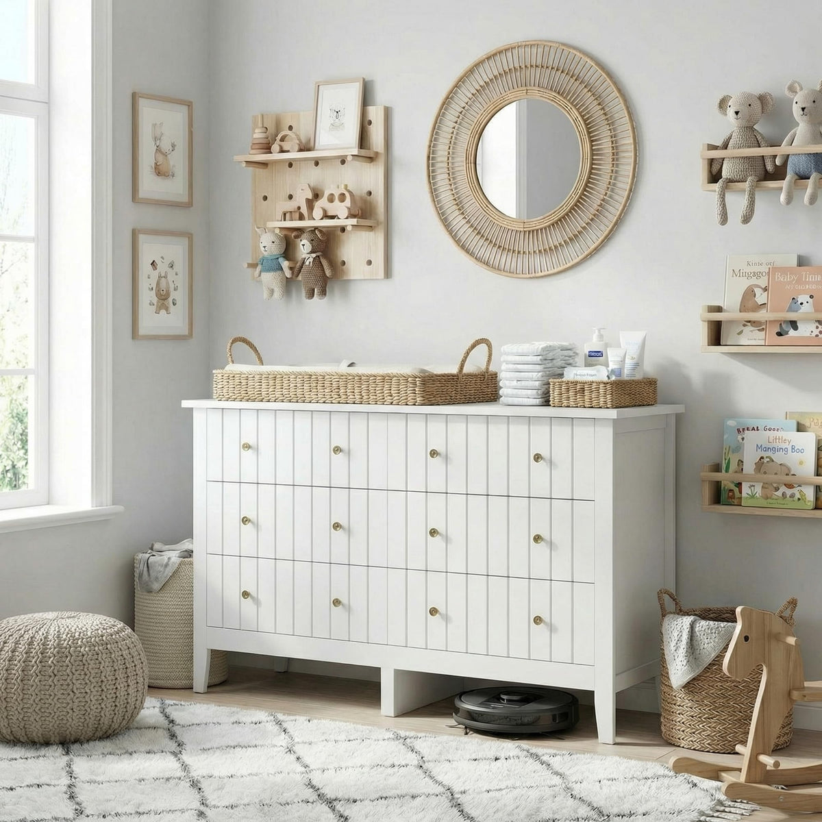 White 6 Drawer Dresser V349