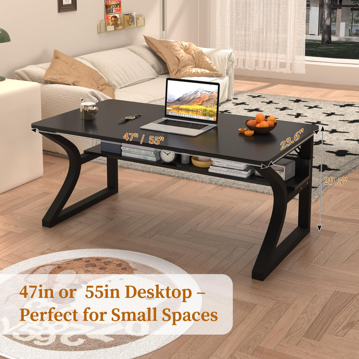 Black 55" Wood Computer Desk V2728