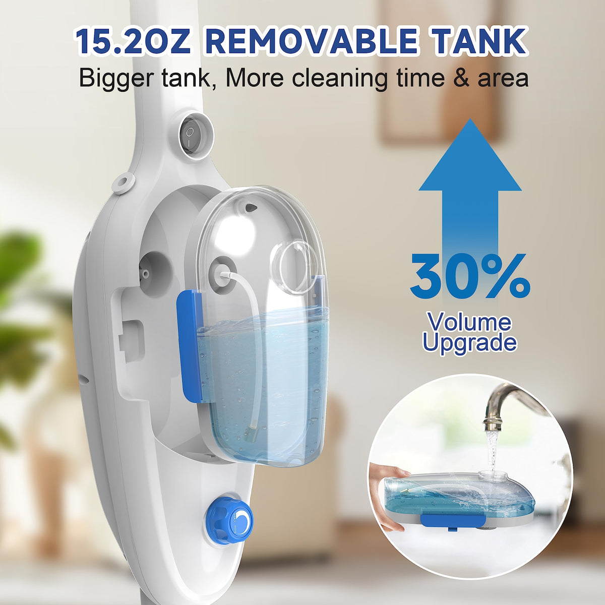 Lightweight Steam Mop with Adjustable Steam Modes, 23ft Cord, 2 Washable Pads L43958
