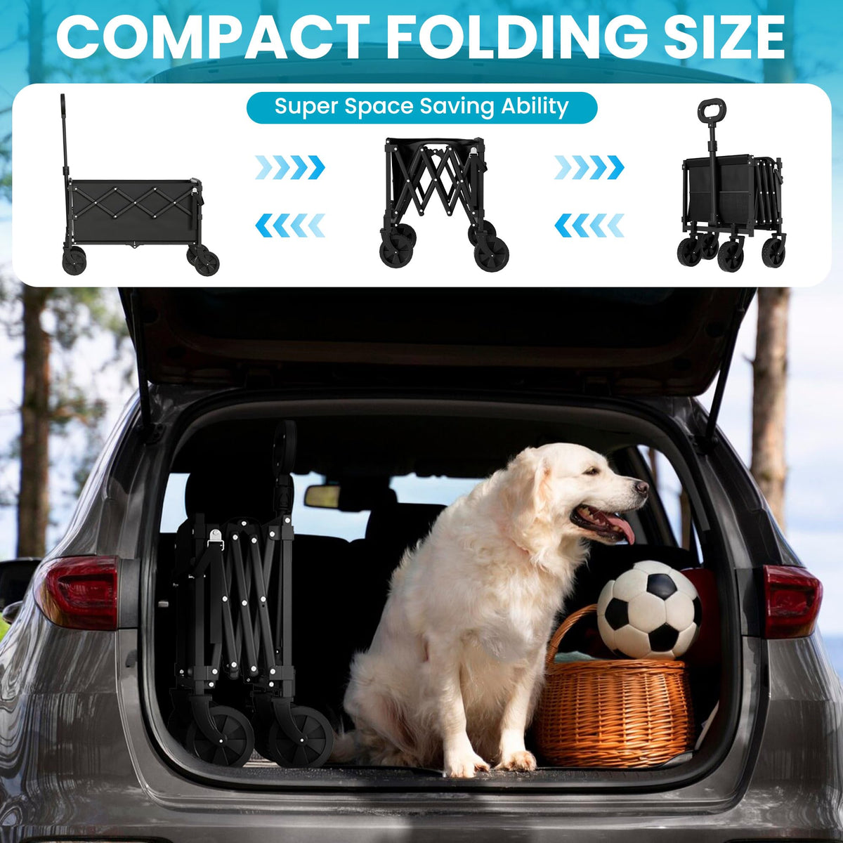 Collapsible Wagon with Tailgate, 350lbs Capacity N3152