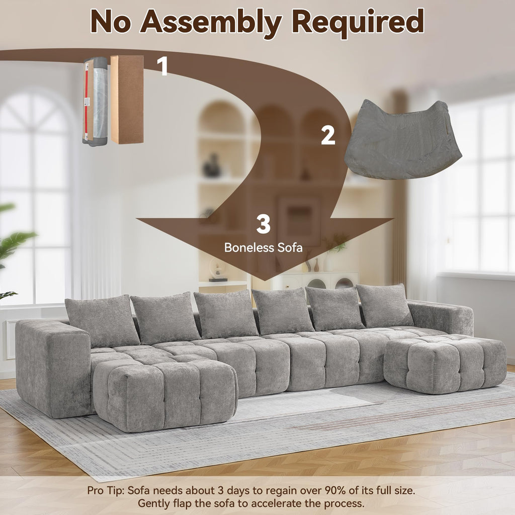 Light Grey Oversized Tufted Memory Foam Loveseat I93813
