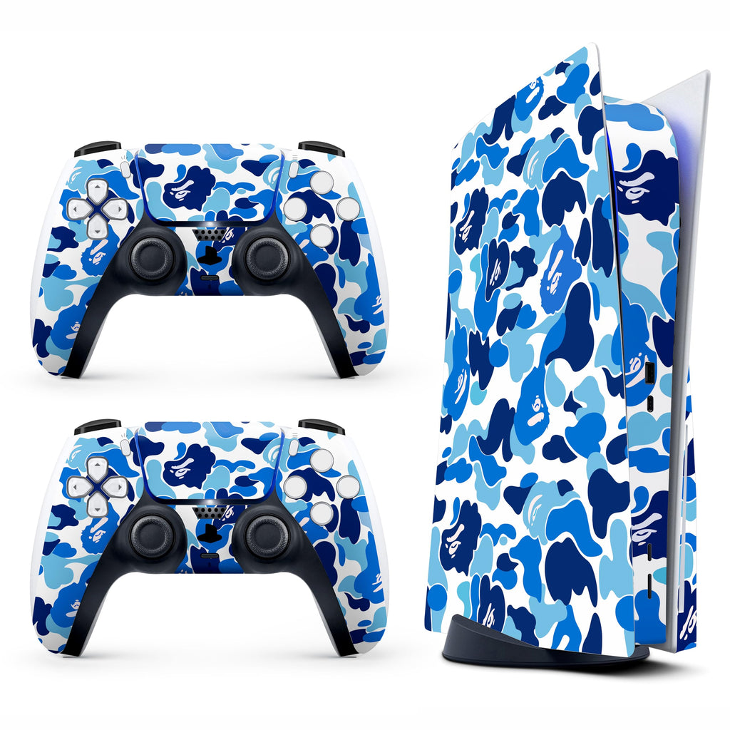 Blue Camo Game Console 5 Skin with 2 Controller Skins R745