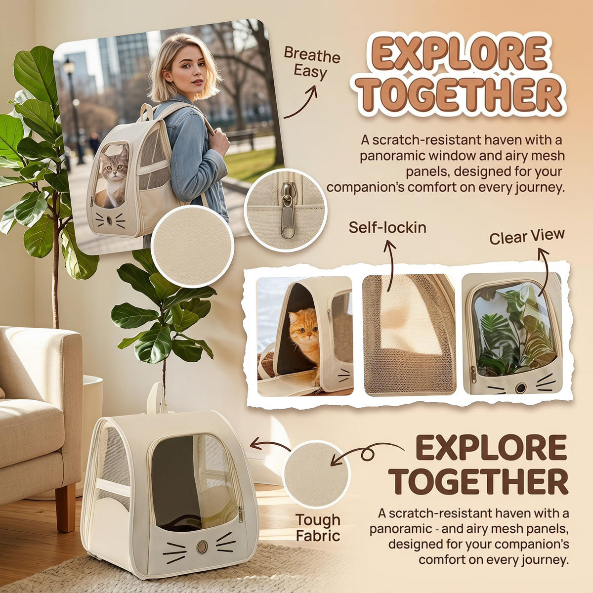 Cat Carrier Backpack, 13.8 Inches G115354