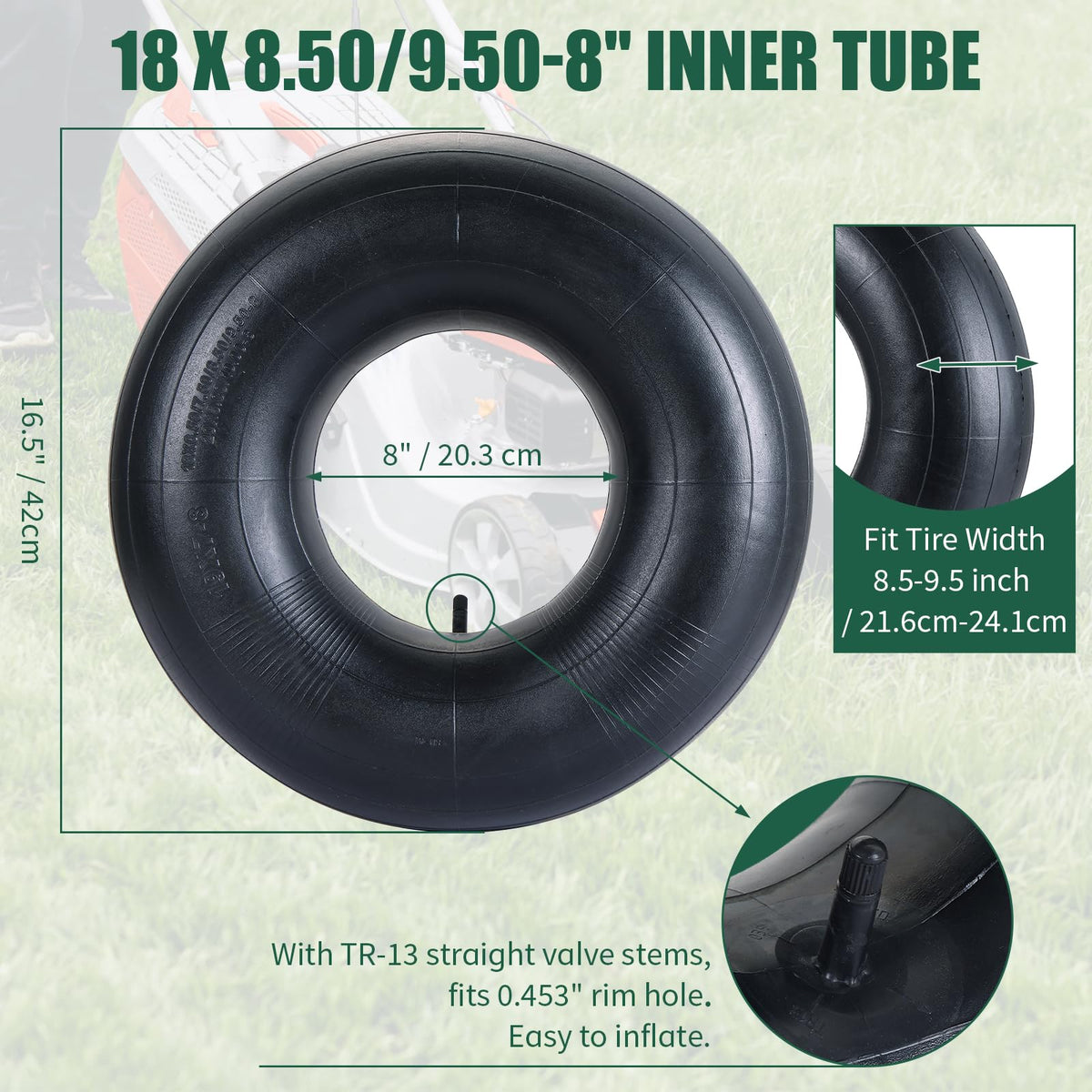 2Pcs 18X8.50/9.50-8 Inner Tubes with TR-13 Valve Stem A51812