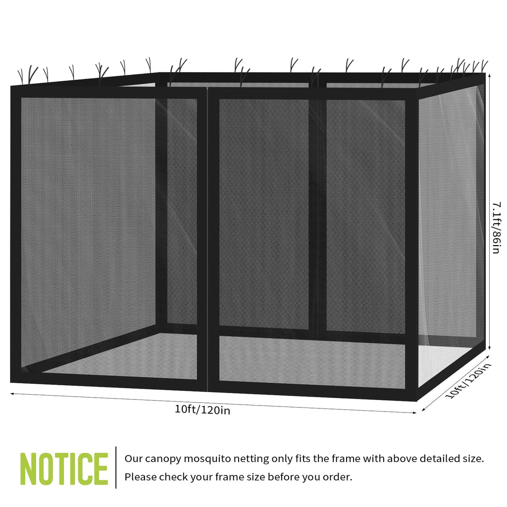 10x10 ft Black Mosquito Netting Canopy Enclosure W286