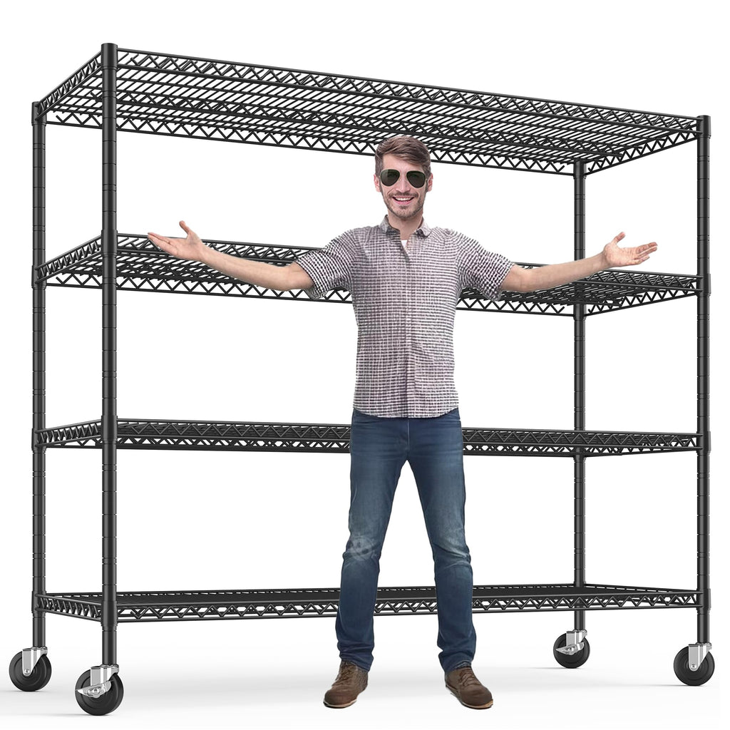 4-Tier Heavy Duty Shelving with Wheels B1814