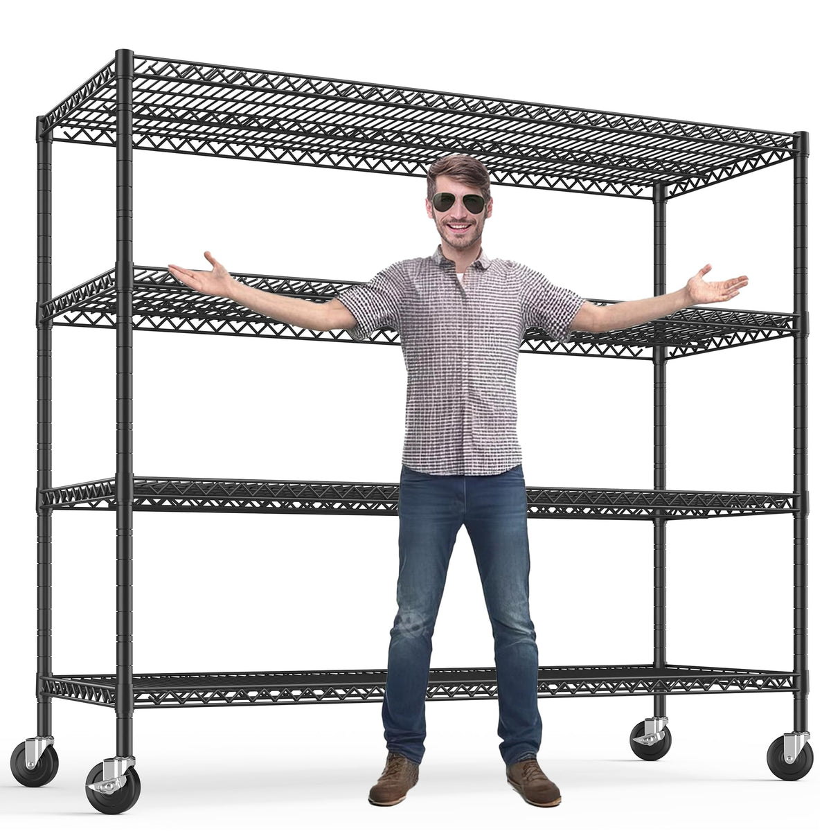4-Tier Heavy Duty Shelving with Wheels B1814