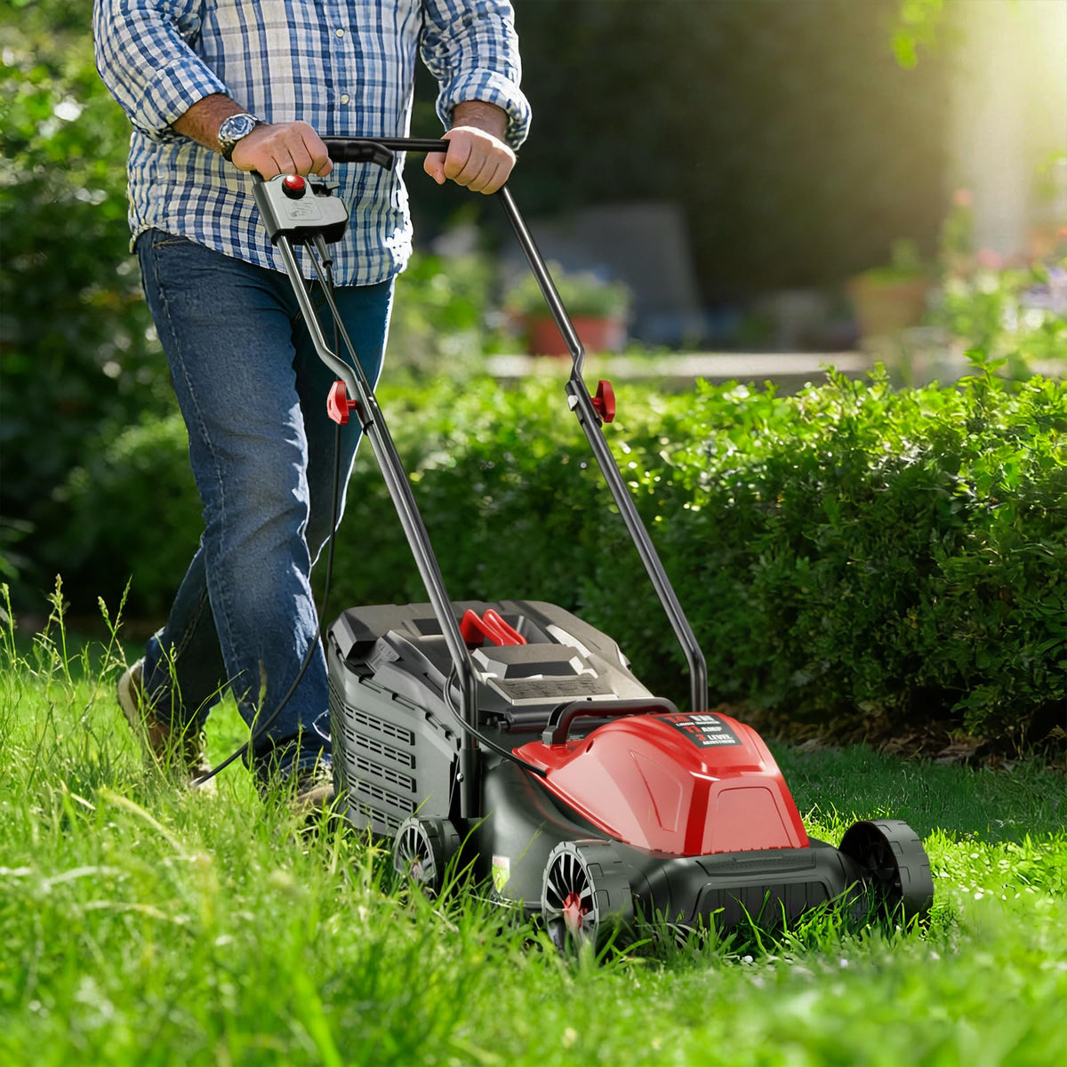 14" Corded Lawn Mower, 3-Height, 2-in-1 Mulch & Bag O113352