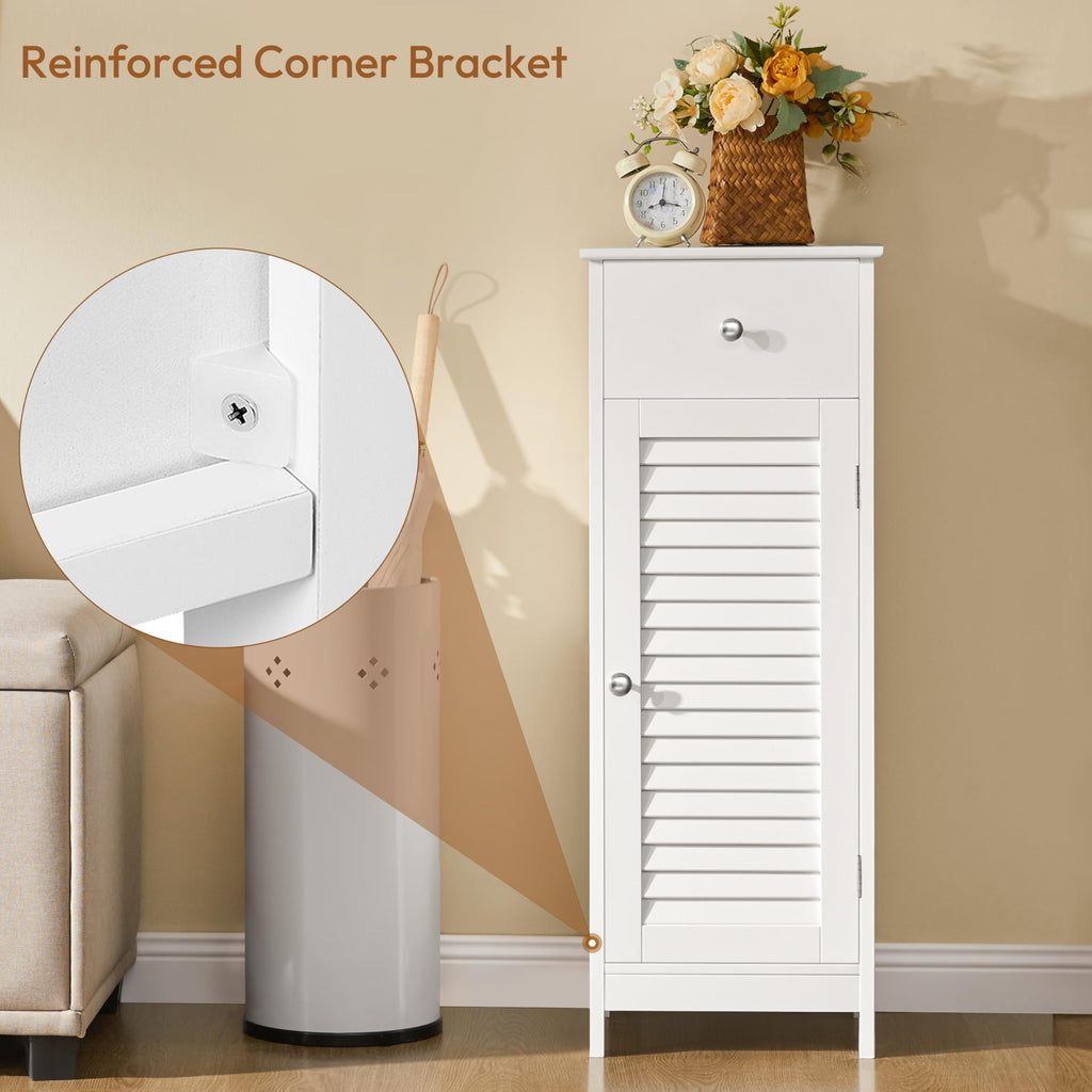 White Bathroom Storage Cabinet with Drawer V217