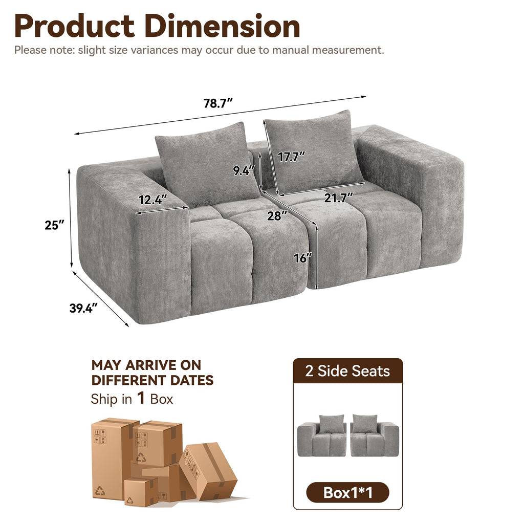 Light Grey Oversized Tufted Memory Foam Loveseat I93813